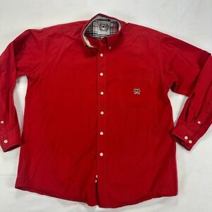 Cinch Western Button Down Shirt Red Solid Cotton Long Sleeve Cowboy‎ Fit M